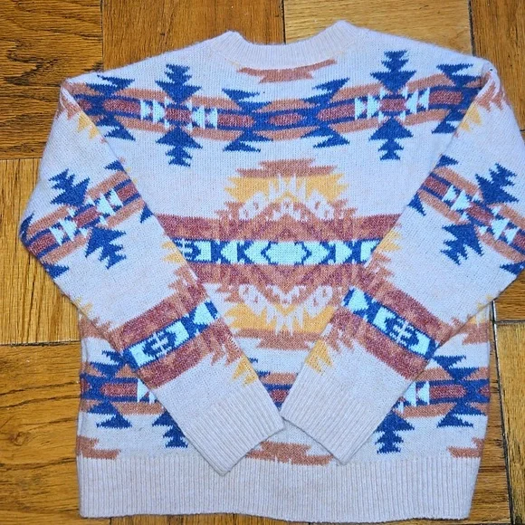Lucky Brand Aztec Southwest Sweater Women’s Small Beige Multi - Picture 5 of 11